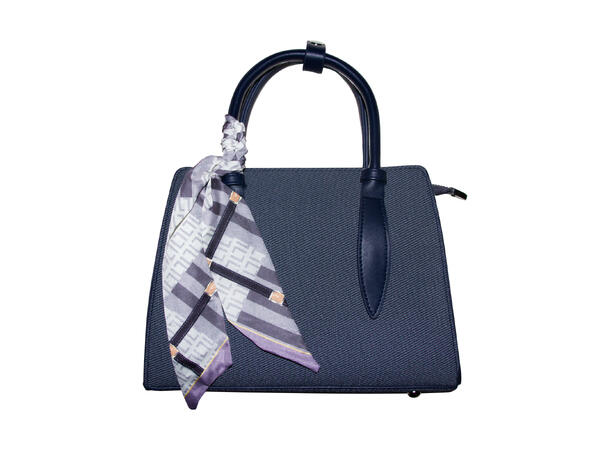 Veske m/skjerf og hank m/sølv tilbehør blå 