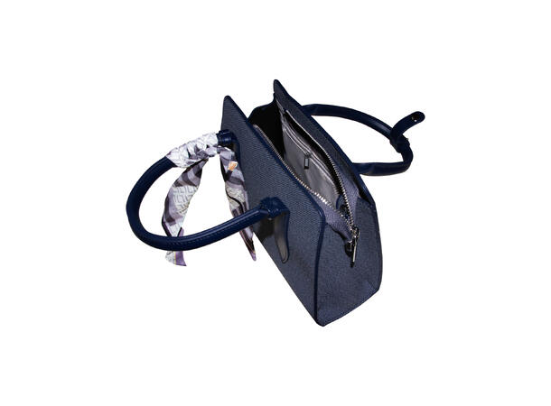 Veske m/skjerf og hank m/sølv tilbehør blå 