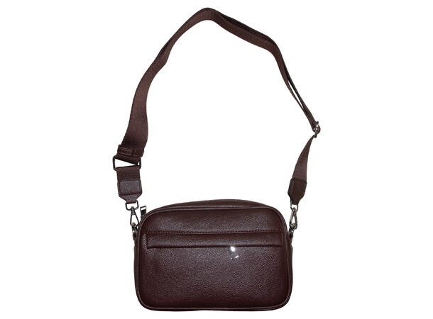 Veske oval m/strap og sølv tilbehør coffee 