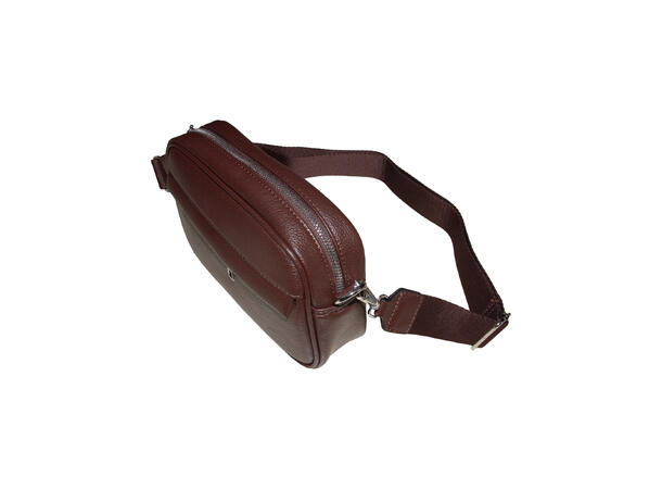 Veske oval m/strap og sølv tilbehør coffee 