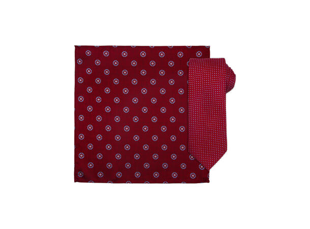 Da Vinci slips+lommetørkle mønstert sett hengende rust 