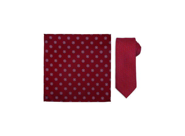 Da Vinci slips+lommetørkle mønstert sett hengende rust 