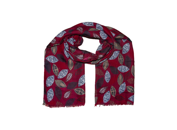 Dame skjerf m/blader 90x180 vinrød 