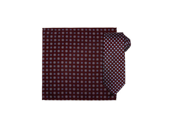 Santi 8cm silkeslips+lommetørkle sett hengende vinrød 