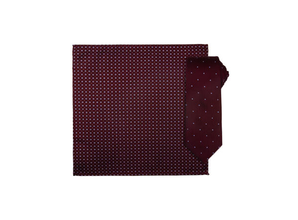 Santi 8cm silkeslips+lommetørkle sett hengende vinrød 