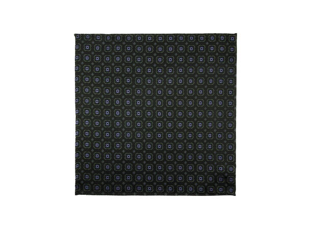 Santi silkeslips+lommetørkle mønstert sett hengende grønn 