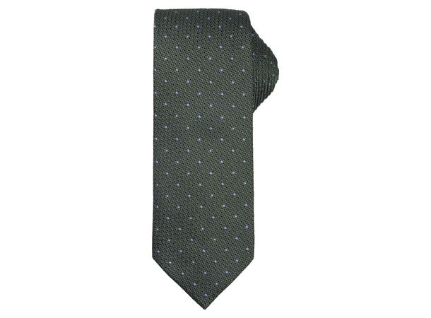 Santi silkeslips+lommetørkle mønstert sett hengende grønn 