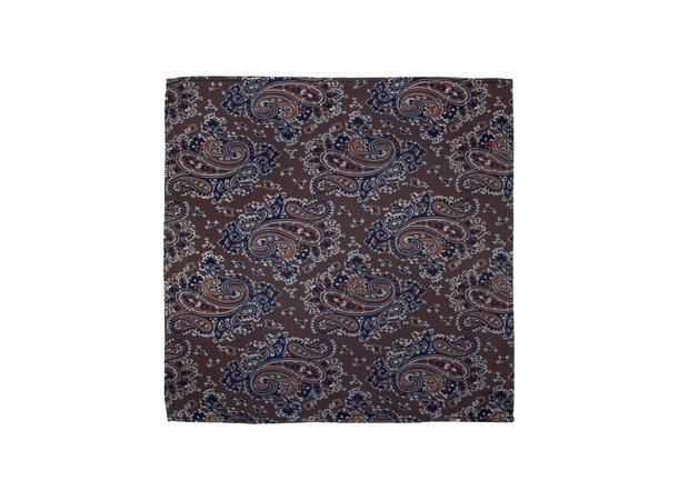 Santi silkeslips+lommetørkle mønstret* sett hengende brun 