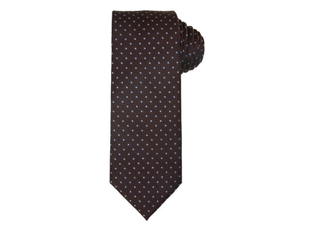 Santi silkeslips+lommetørkle mønstret sett hengende brun 