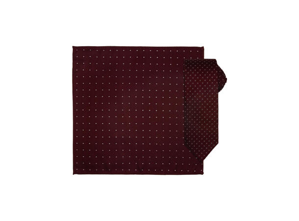 Santi silkeslips+lommetørkle mønstret sett hengende X-mas vinrød 