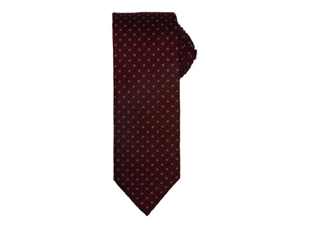 Santi silkeslips+lommetørkle mønstret sett hengende X-mas vinrød 