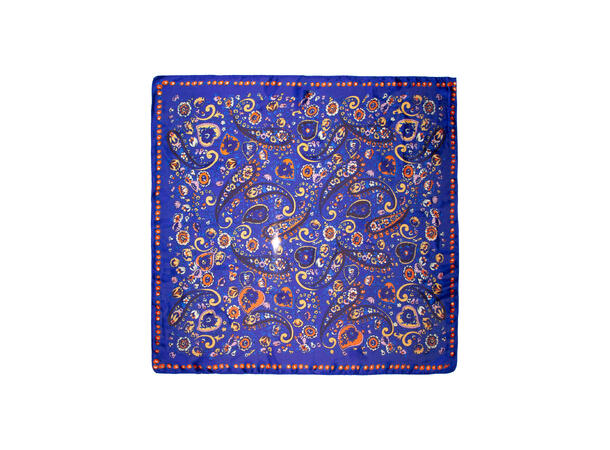 Skjerf "bunad-look" 70x70 blå 