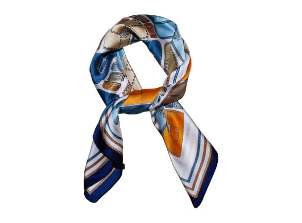 Skjerf "vesker" 70x70 blå 