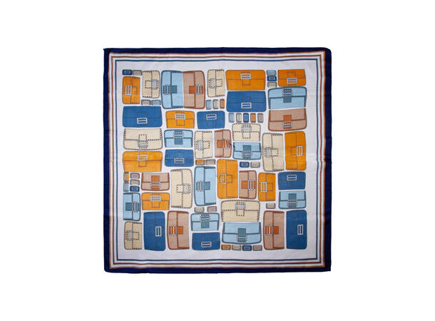 Skjerf "vesker" 70x70 blå 