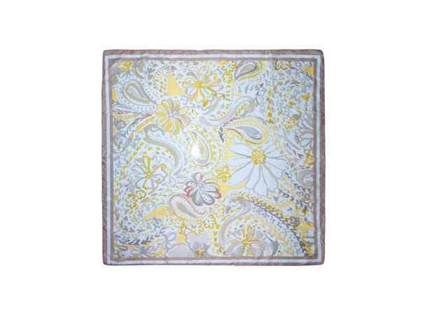 Skjerf blomstert 70x70 gul* 