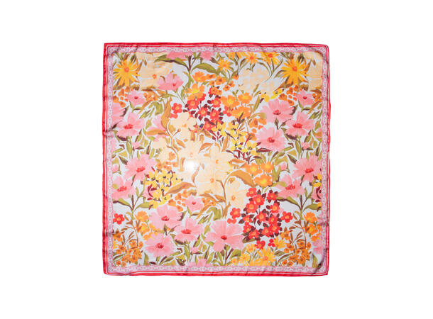 Skjerf blomstert 70x70 rosa 