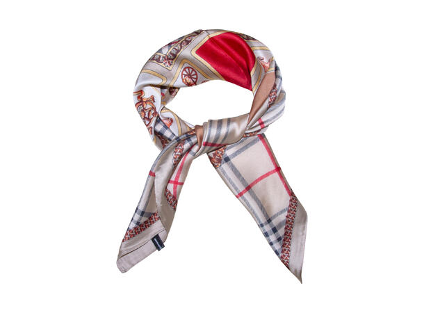 Skjerf m/ruter 70x70 beige* 