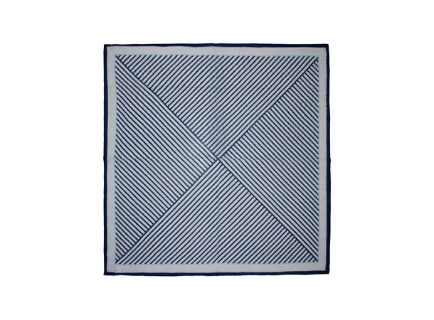 Skjerf m/striper Ull 70x70 navy 