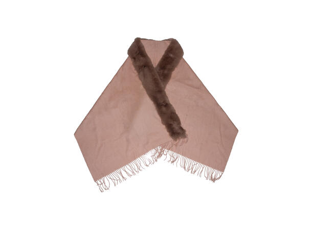 Dame skjerf 65x180cm m/fake fur natur Høst26 