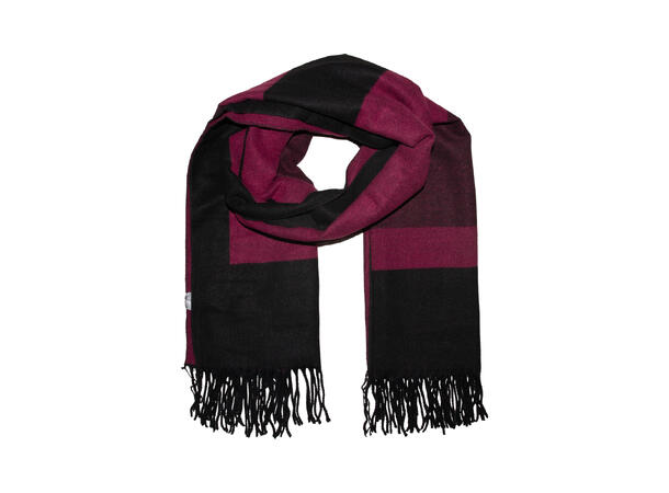 Dame skjerf m/kant mønster 70x180 vinrød 