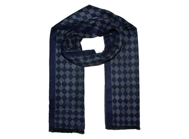 Herre skjerf mønstret 30x180 blå Høst26 