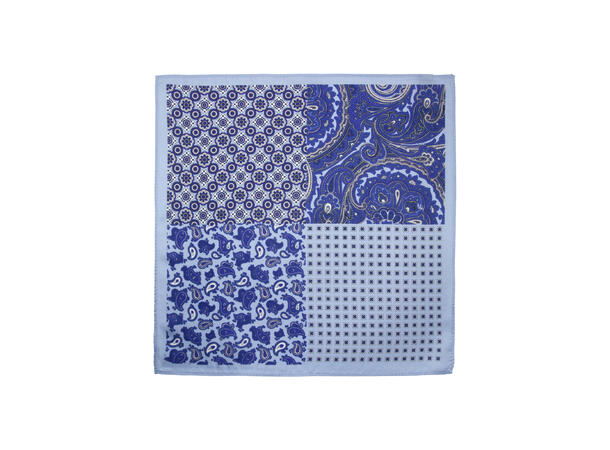 Lommetørkle multi mønster lys blå 