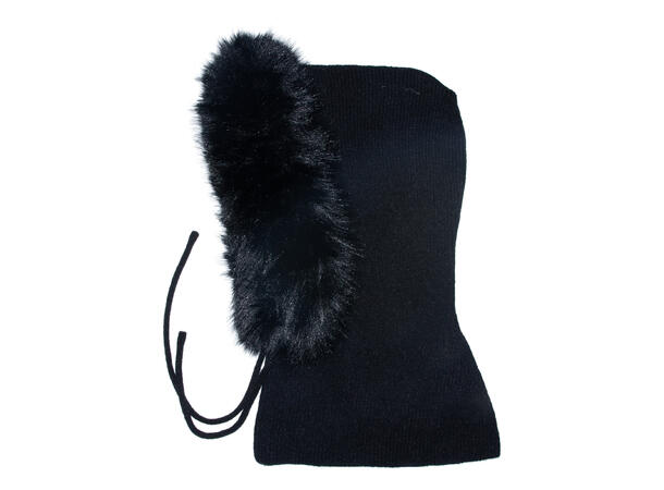 Lue m/hoodie og pels kant sort Høst26 