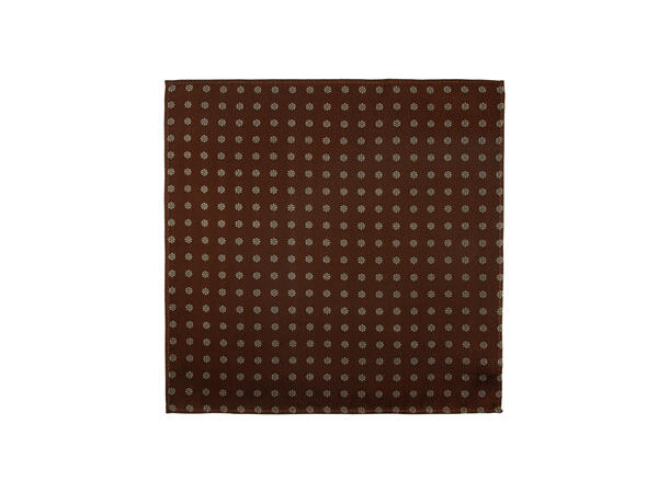 Santi silkeslips+lommetørkle mønstret sett hengende cognac 
