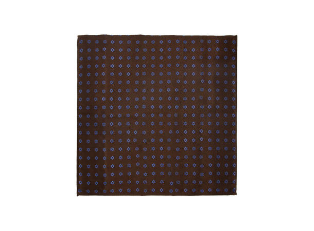 Santi silkeslips+lommetørkle mønstret sett hengende brun 