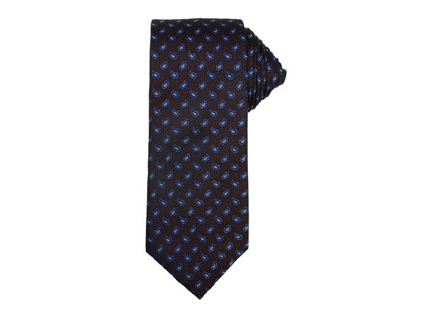 Santi silkeslips+lommetørkle mønstret sett hengende brun 