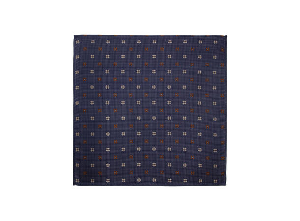 Santi silkeslips+lommetørkle mønstret sett hengende brun 