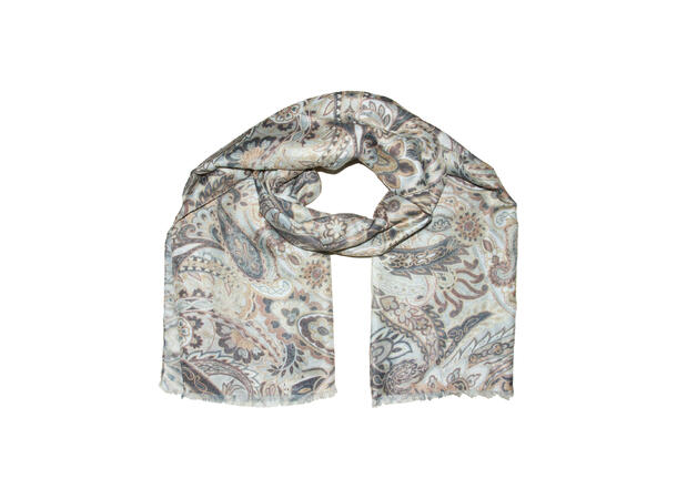 Skjerf m/blomster 90x180 lys brun 