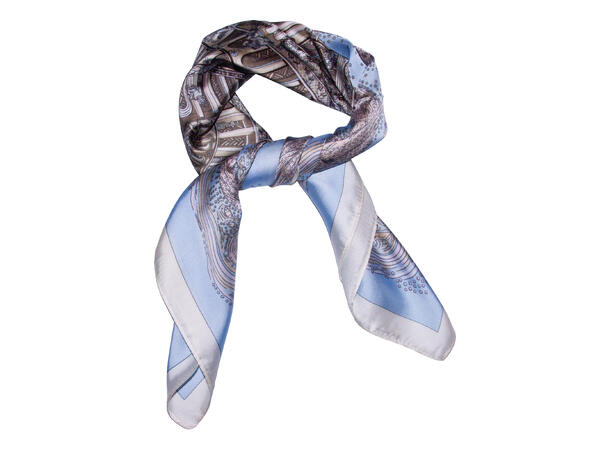 Skjerf m/bygning 70x70 blå 