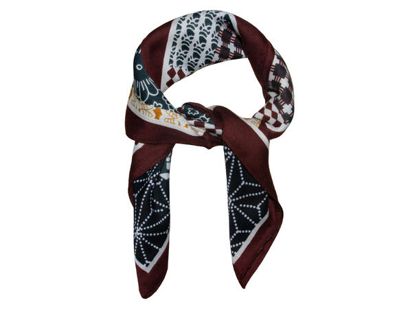 Skjerf m/flere motiver 65x65 vinrød 