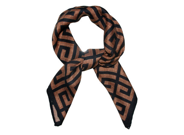 Skjerf m/mønster 65x65 brun 