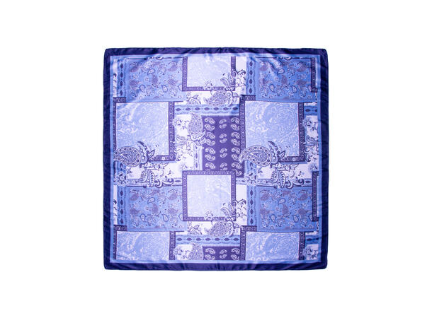 Skjerf paisley 70x70 blå 