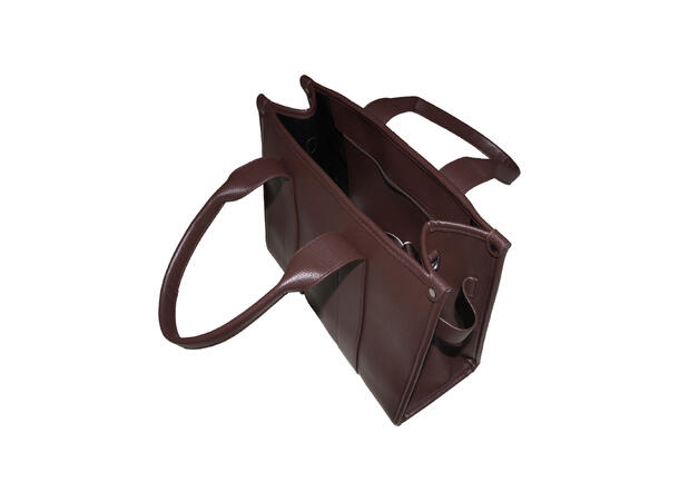 Veske m/bred skulderrem* m/sølv tilbehør brun 