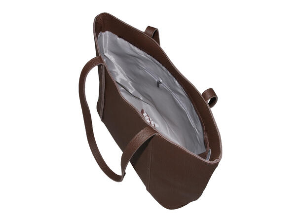 Veske m/hank og skjerf m/sølv tilbehør brun 