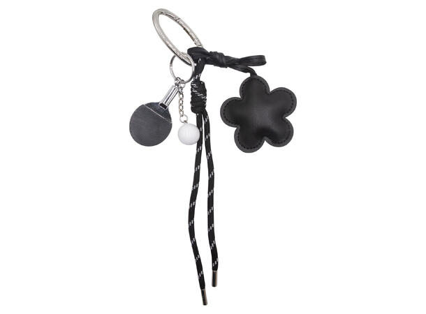 Veskepynt & Nøkkelring femkløver sølv trimmings sort 