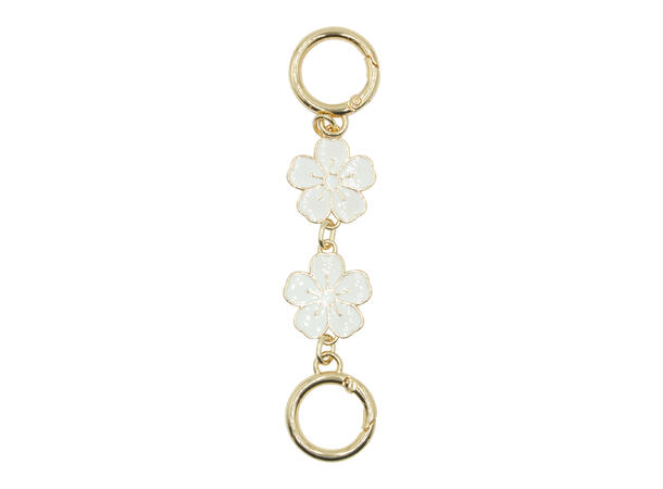 Veskepynt "forlengelse av rem " hvit blomster gull 