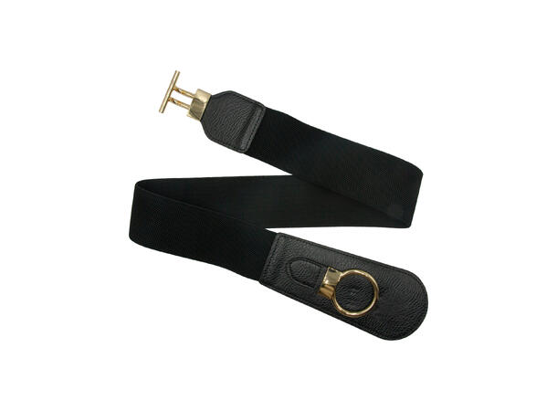 Belte strikk m/gull hektespenne 6cm sort 