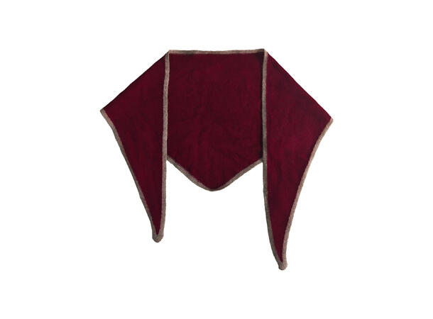 Dame sjal cashmere triangel 120x34 Vinrød m/beige kant 