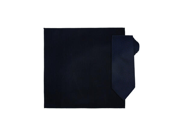 Santi 8cm silkeslips+lommetørkle mønster sett hengende blå 