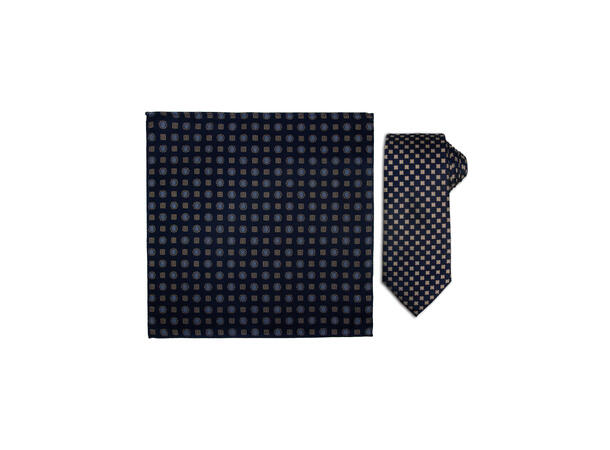 Santi 8cm silkeslips+lommetørkle sett hengende blå 