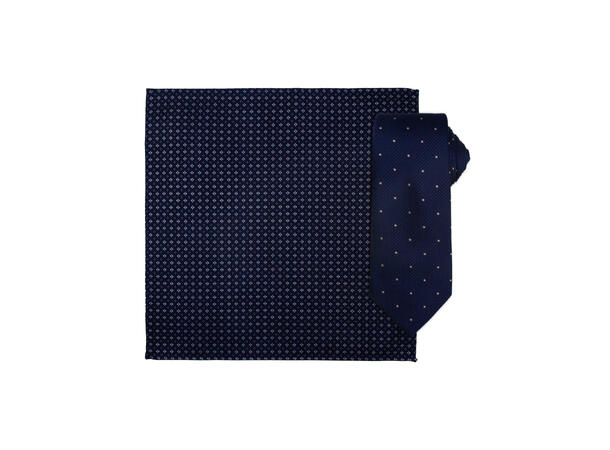 Santi 8cm silkeslips+lommetørkle sett hengende blå 