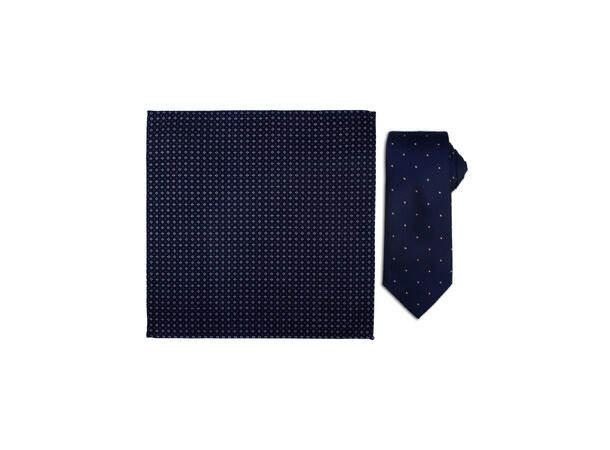 Santi 8cm silkeslips+lommetørkle sett hengende blå 