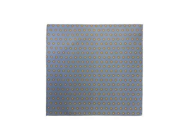 Santi silkeslips+lommetørkle mønstert sett hengende lys blå 