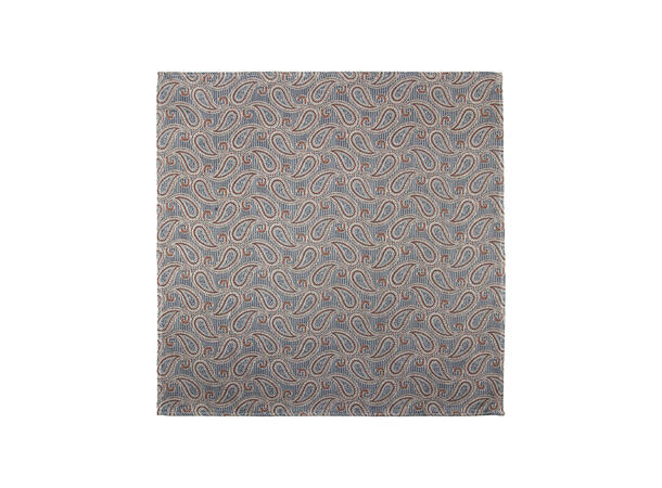 Santi silkeslips+lommetørkle mønstert sett hengende rust 