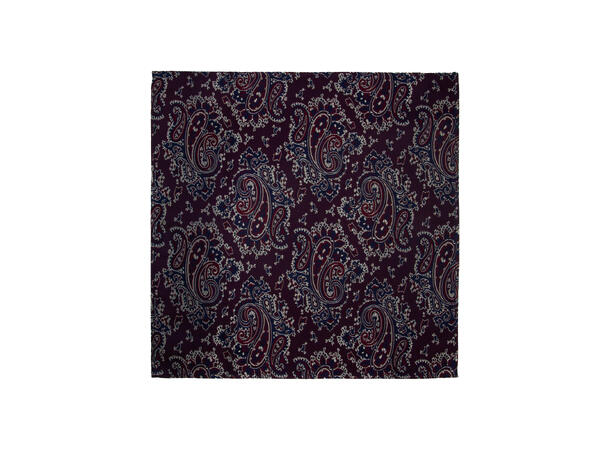 Santi silkeslips+lommetørkle mønstret sett hengende vinrød 