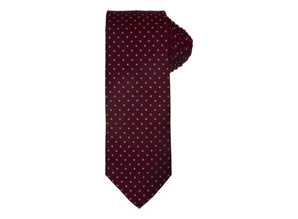 Santi silkeslips+lommetørkle mønstret sett hengende vinrød 